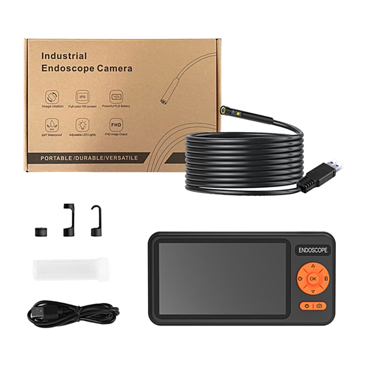 T29 5 inch IPS Screen 8mm Single Lens IP67 Waterproof Industrial Endoscope With Bracket, 1m, 2m, 3.5m, 5m, 10m