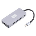 BYL-2318 9 in 1 USB-C / Type-C to USB3.0+Type-C+1000M Ethernet+HDTV+SD / TF Dual Card Slot Docking Station, BYL-2318