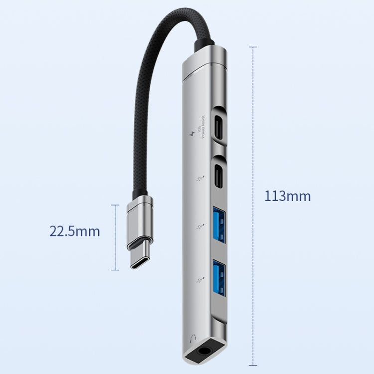 5 in 1 USB-C / Type-C Interface Multi-function HUB Adapter, 5 in 1 (Silver), 5 in 1 (Grey)