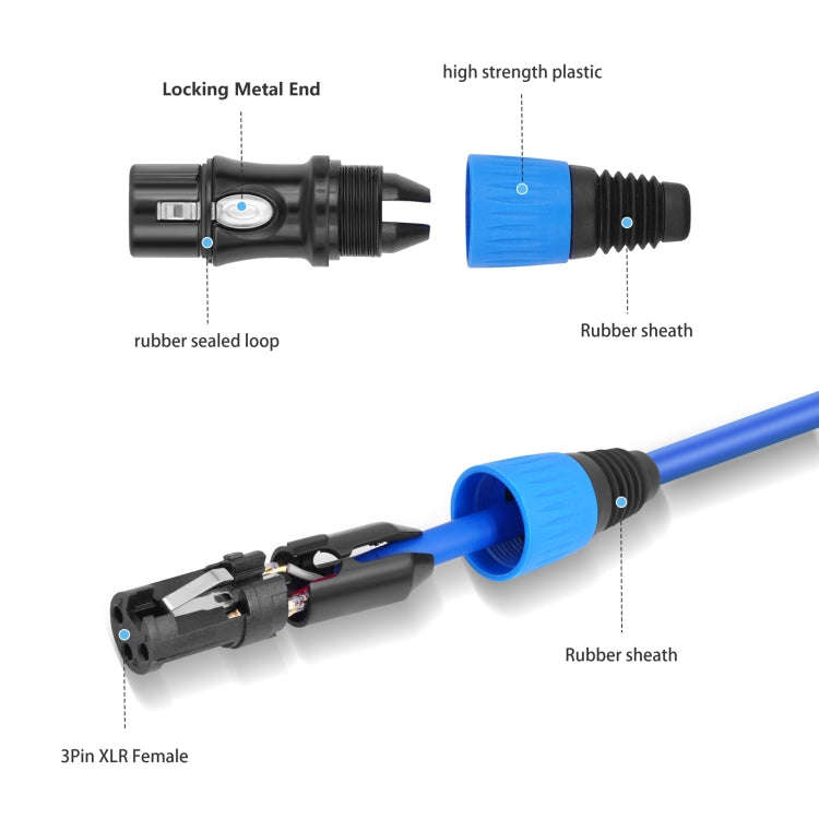 JC1015 XLR 3pin Male to Female Audio Cable, 1m, 1.8m, 3m, 5m, 10m