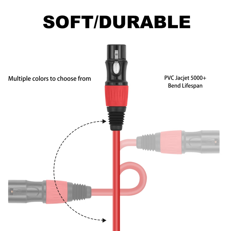 4 Color / Set JC1015 XLR 3pin Male to Female Audio Cable, 1m, 1.8m