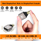 8K 60Hz Male Mini Displayport to Female Displayport Adapter DP Converter, Male Mini Displayport to Female Displayport