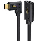 240W USB-C / Type-C Male to Female Multi-function USB 4.0 Elbow Data Extension Cable, 1m