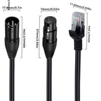 Network Extension Cable for DMX-CON Controller Series, Length: 30cm, XLR 3 Pin Male to RJ45 Male, XLR 3 Pin Female to RJ45 Male
