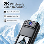 A82 IR Night Vision Rotating Lens 2K HD Video WiFi Recorder with Back Clip, A82