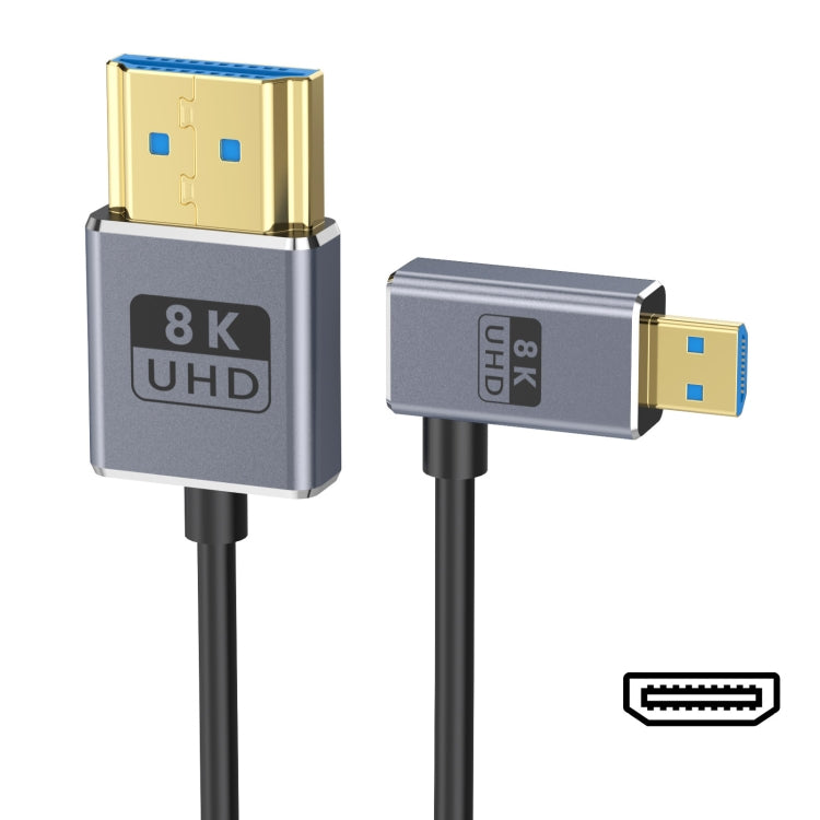 30cm Coaxial Micro HDMI to HDMI 8K UHD 48Gbps Video Connection Cable, 30cm Right Elbow, 30cm Straight Head, 30cm Left Elbow