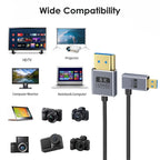 60cm Coaxial Micro HDMI to HDMI 8K UHD 48Gbps Video Connection Cable, 60cm Right Elbow, 60cm Straight Head, 60cm Left Elbow
