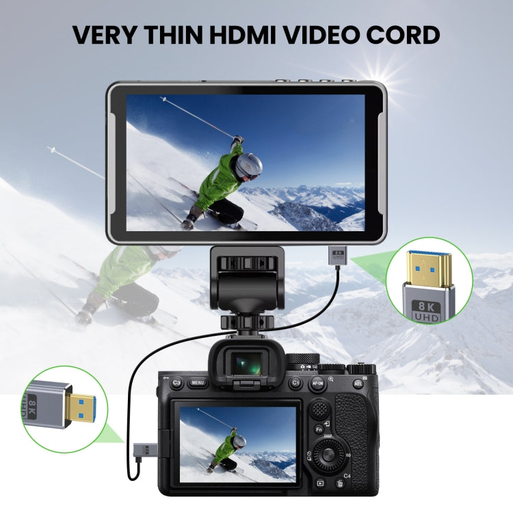 1.2m Coaxial Micro HDMI to HDMI 8K UHD 48Gbps Video Connection Cable, 120cm Right Elbow, 120cm Straight Head, 120cm Left Elbow