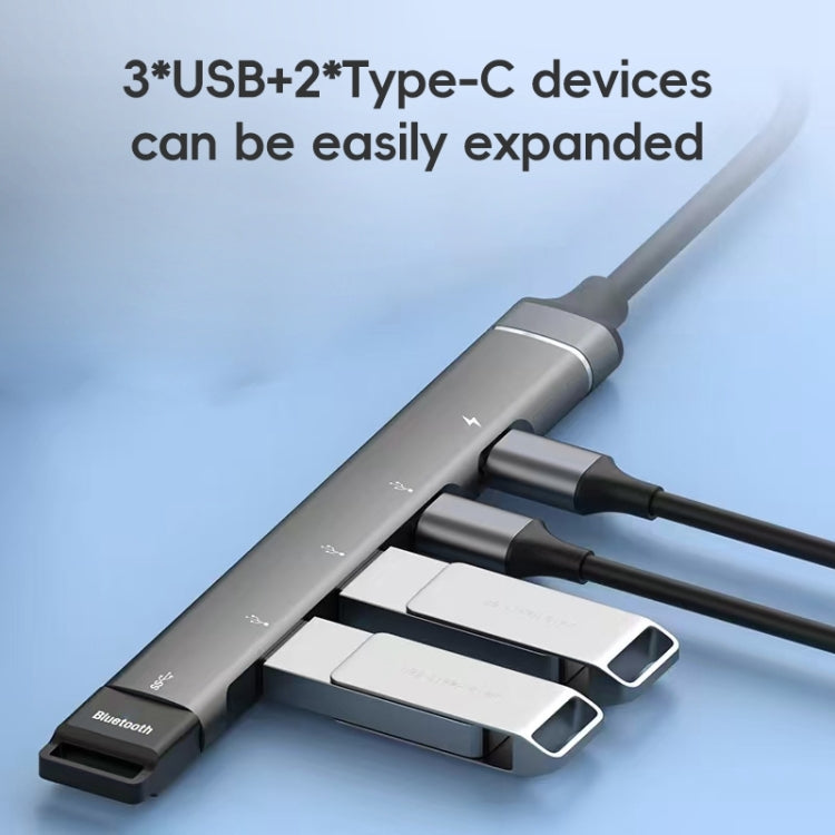 2 Type-C, 3 USB Multifunctional HUB Docking Station, 2 Type-C, 3 USB