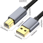 USB 2.0 A Male to B Male Square Port Printer Data Transmission Extension Cable, 0.3m, 1.8m, 3m, 5m, 10m