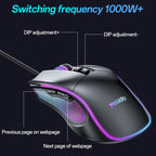 Yesido KB20 USB 7200DPI RGB Wired Mouse, KB20