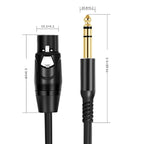 6.35mm to XRL Canon Female Dual Channel Microphone Audio Cable, 1m, 2m, 3m, 5m, 10m