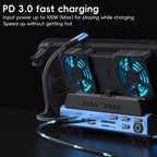 YCE-V279 10 in 1 USB-C Gaming Dock Station Hard Disk Enclosure with Detachable Fan, 10 in 1