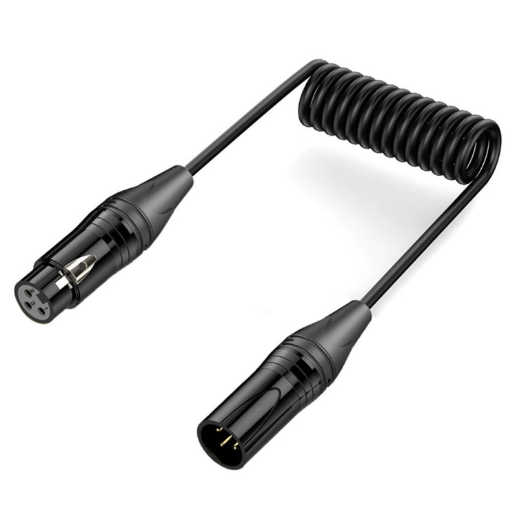 Audio Microphone Balanced Shielded Coiled Pure Copper Cable, Length: 0.5m, XLR 3 Pin Male to XLR 3 Pin Female