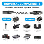 Audio Microphone Balanced Shielded Coiled Pure Copper Cable, Length: 0.5m, XLR 3 Pin Male to XLR 3 Pin Female