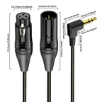 Gold Plated Connector Copper Core Right Angle Coiled Audio Cable, Length: 0.5m, 3.5mm to XLR Male, 3.5mm to XLR Female