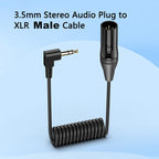 Gold Plated Connector Copper Core Right Angle Coiled Audio Cable, Length: 0.5m, 3.5mm to XLR Male, 3.5mm to XLR Female