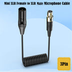 Audio Mixer Mini Microphone Coiled Audio Cable, Length: 0.5m, Mini XLR Female to XLR Male, Mini XLR Female to XLR Female