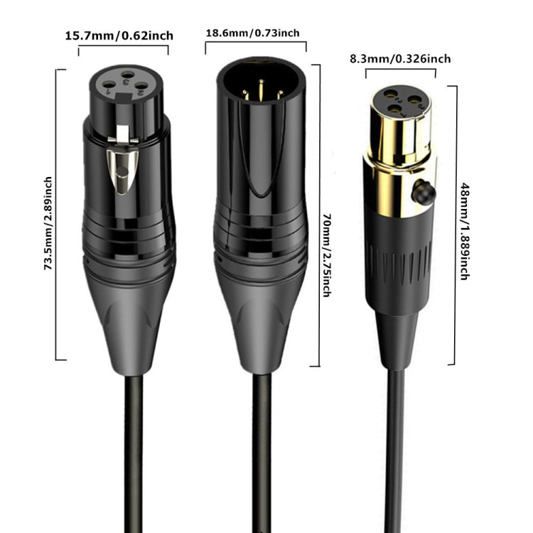 Audio Mixer Mini Microphone Coiled Audio Cable, Length: 0.5m, Mini XLR Female to XLR Male, Mini XLR Female to XLR Female