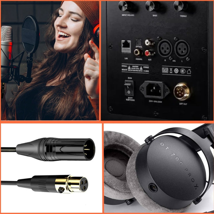 Audio Mixer Mini Microphone Coiled Audio Cable, Length: 0.5m, Mini XLR Female to XLR Male, Mini XLR Female to XLR Female