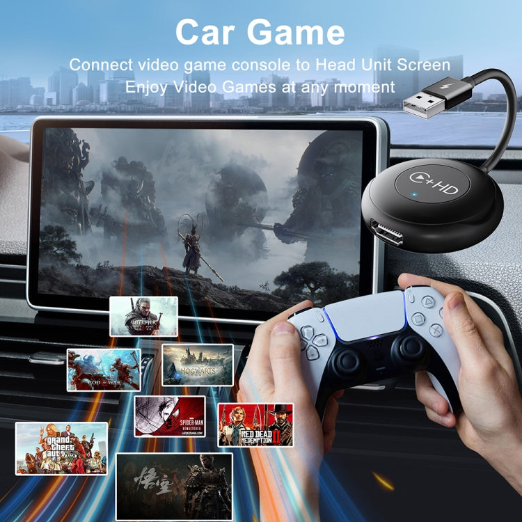 USB and HDMI Wired to Wireless CarPlay Auto Adapter, USB + HDMI Round