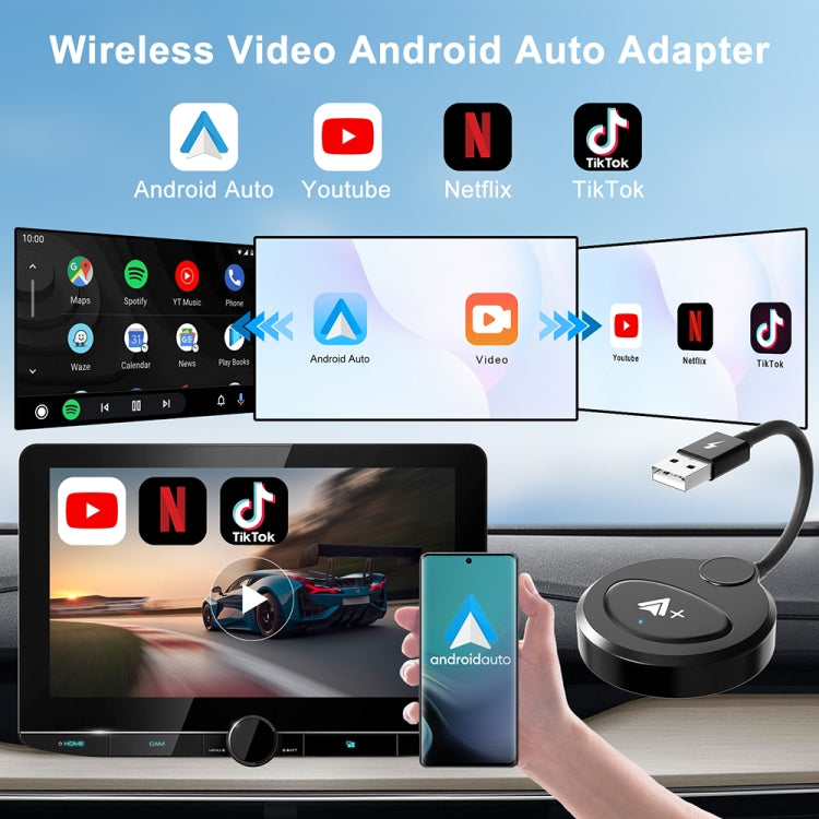 USB Interface Wired to Wireless CarPlay Auto Adapter for Android, USB Round