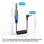Guitar Loudspeaker Coiled 6.35mm Audio Cable, Length: 0.5m, 6.5mm to 3.5mm Elbow