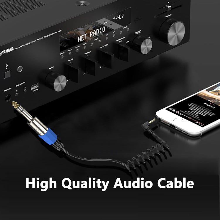 Guitar Loudspeaker Coiled 6.35mm Audio Cable, Length: 0.5m, 6.5mm to 3.5mm Elbow