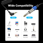Guitar Loudspeaker Coiled 6.35mm Audio Cable, Length: 0.5m, 6.5mm to 3.5mm Elbow