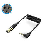 PC Camera Microphone Coiled Stereo Audio Adapter Cable, Length: 0.5m, Mini 3 Pin XLR Female to 3.5mm TRS, Mini 4 Pin XLR Female to 3.5mm TRS