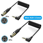 PC Camera Microphone Coiled Stereo Audio Adapter Cable, Length: 0.5m, Mini 3 Pin XLR Female to 3.5mm TRS, Mini 4 Pin XLR Female to 3.5mm TRS