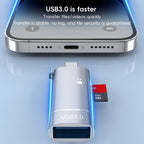 2 in 1 Type-C to USB and TF Card Reader Adapter, Type-C to USB and TF Card
