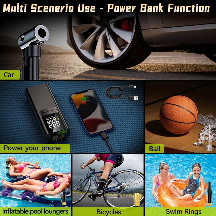 T8 Car Digital Display Portable Smart Electric Wireless Air Pump, T8