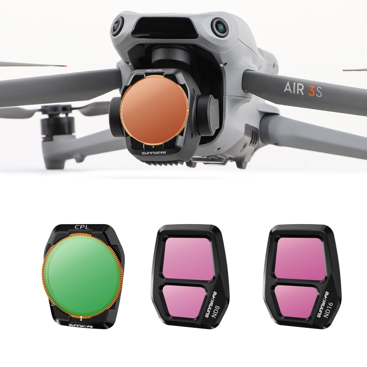 For DJI Air 3S Sunnylife Camera Lens Filter, MCUV, ND8, ND16, ND32, ND64, CPL, ND8PL, ND16PL, ND32PL, ND64PL, 3 in 1 CPL ND8 ND16, 4 in 1 ND8-64, 4 in 1 ND8-64PL, 4 in 1 UV CPL ND32 ND64, 6 in 1 UV CPL ND8-64