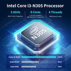 Jumper N305 Mini PC, Intel Alder Lake-N N305 Octa-core 3.8GHz, RAM: 16GB, ROM: 512GB(EU Plug), Jumper N305