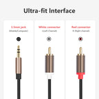 3.5mm Male to 2 RCA Male Audio Cable Amplifier Connector, 1m, 2m, 3m