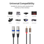 2 RCA Male to 2 XLR 3pin Male Audio Cable, 1.5m, 3m