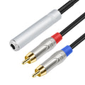 6.35mm 1/4 TRS Stereo Female to Dual RCA Male Y-type Audio Cable, 6.35mm F to 2 RCA