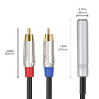 6.35mm 1/4 TRS Stereo Female to Dual RCA Male Y-type Audio Cable, 6.35mm F to 2 RCA