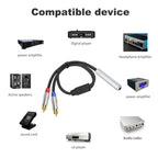 6.35mm 1/4 TRS Stereo Female to Dual RCA Male Y-type Audio Cable, 6.35mm F to 2 RCA