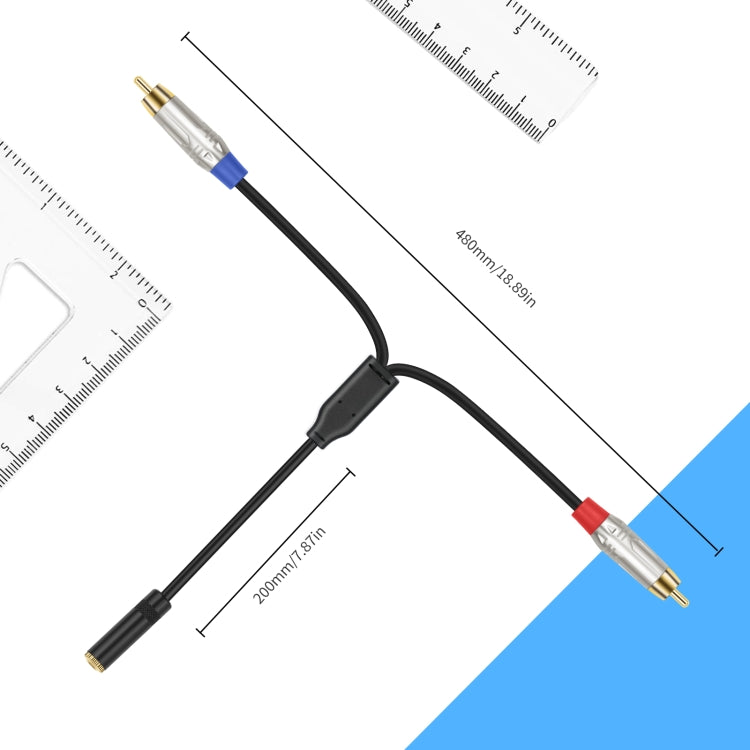 3.5mm 1/8 TRS Stereo Female to Dual RCA Male Y-type Audio Cable, 3.5mm F to 2 RCA
