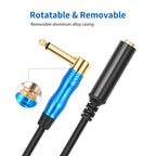 6.35mm 1/4 TRS Male Mono Elbow to Female Electric Guitar Audio Cable, 0.3m, 1m, 1.8m