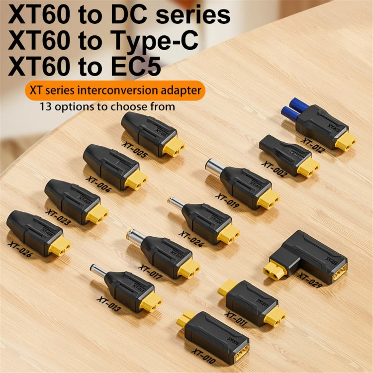 Interchange Adapter, XT-001 XT60 to 5525, XT-002 Type-C to XT60 20V, XT-003 XT60 to EC5, XT-004 XT60 to 7.9x0.9, XT-005 XT60 to 5.5x2.1, XT-006 XT60 to 7.9x0.9, XT-007 XT60 to 7.4x0.6, XT-008 XT60 to 5.5x2.5, XT-009 XT60 Male to XT60 Male              ...