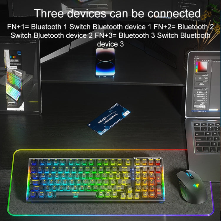 AULA F98Pro V3 99 Keys Wired/2.4G/Bluetooth Three Model RGB Mechanical Keyboard, Ice Crystal Shaft, Ice Soul Shaft