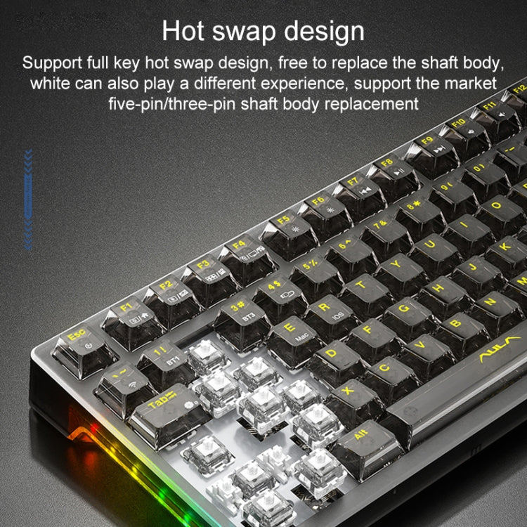 AULA F98Pro V3 99 Keys Wired/2.4G/Bluetooth Three Model RGB Mechanical Keyboard, Ice Crystal Shaft, Ice Soul Shaft