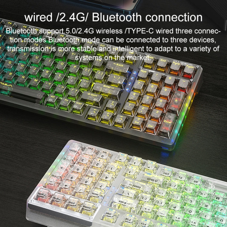 AULA F98Pro V3 99 Keys Wired/2.4G/Bluetooth Three Model RGB Mechanical Keyboard, Ice Crystal Shaft, Ice Soul Shaft
