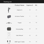 FUNSNAP Capture 5 Professional 3-Axis Handheld Gimbal Phone Live Stabilizer, Capture 5 Combo