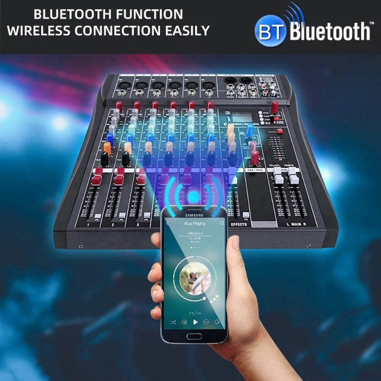 XTUGA CT60X 6-Channels Audio Mixer DJ Mixing Console with 48V Power Supply, CT60X