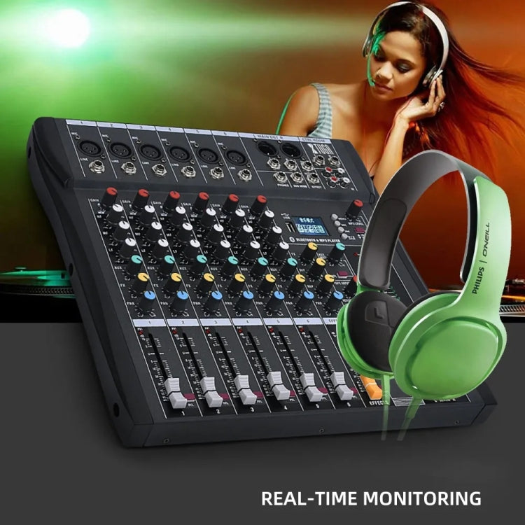 XTUGA CT60X 6-Channels Audio Mixer DJ Mixing Console with 48V Power Supply, CT60X