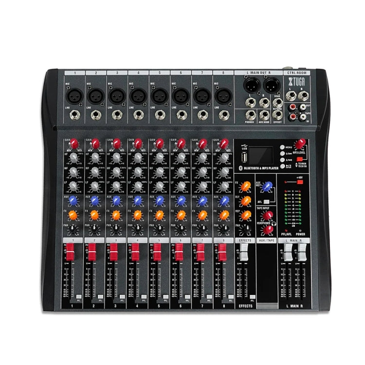XTUGA CT80X 8-Channels Audio Mixer DJ Mixing Console with 48V Power Supply, CT80X